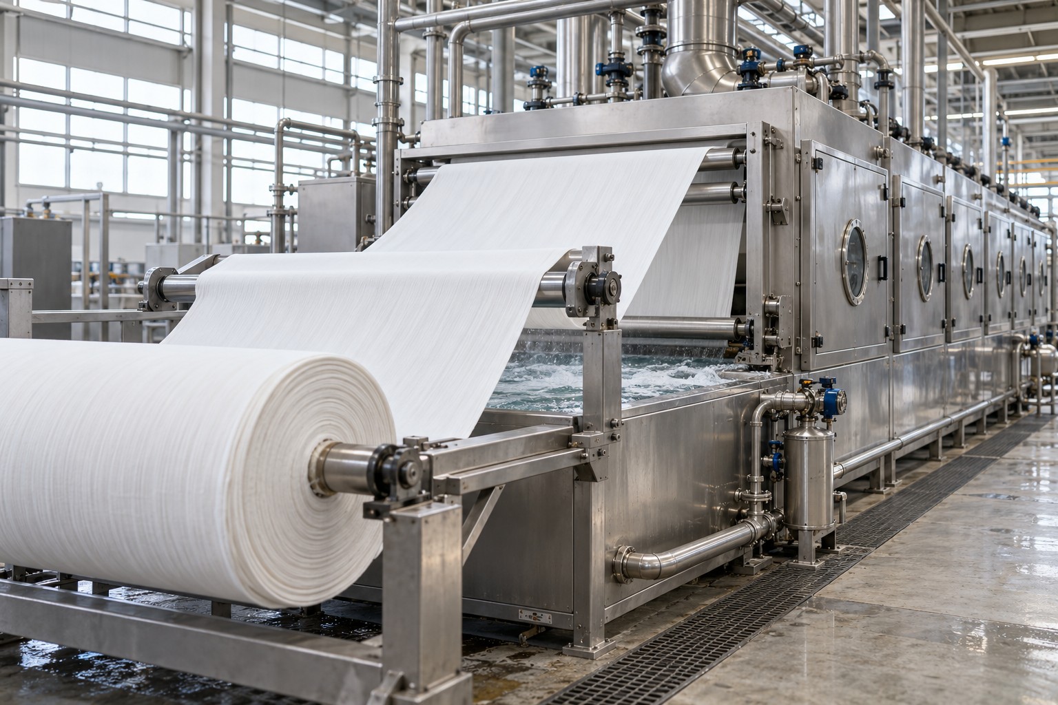 Representative textile fabric preparation and scouring line